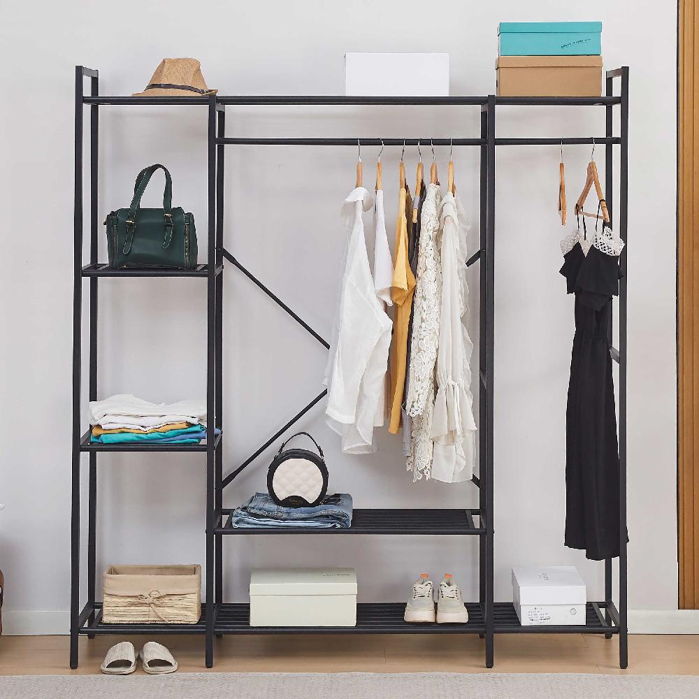 emob Open kledingkast Marek - 160x40x171cm - zwart metaal