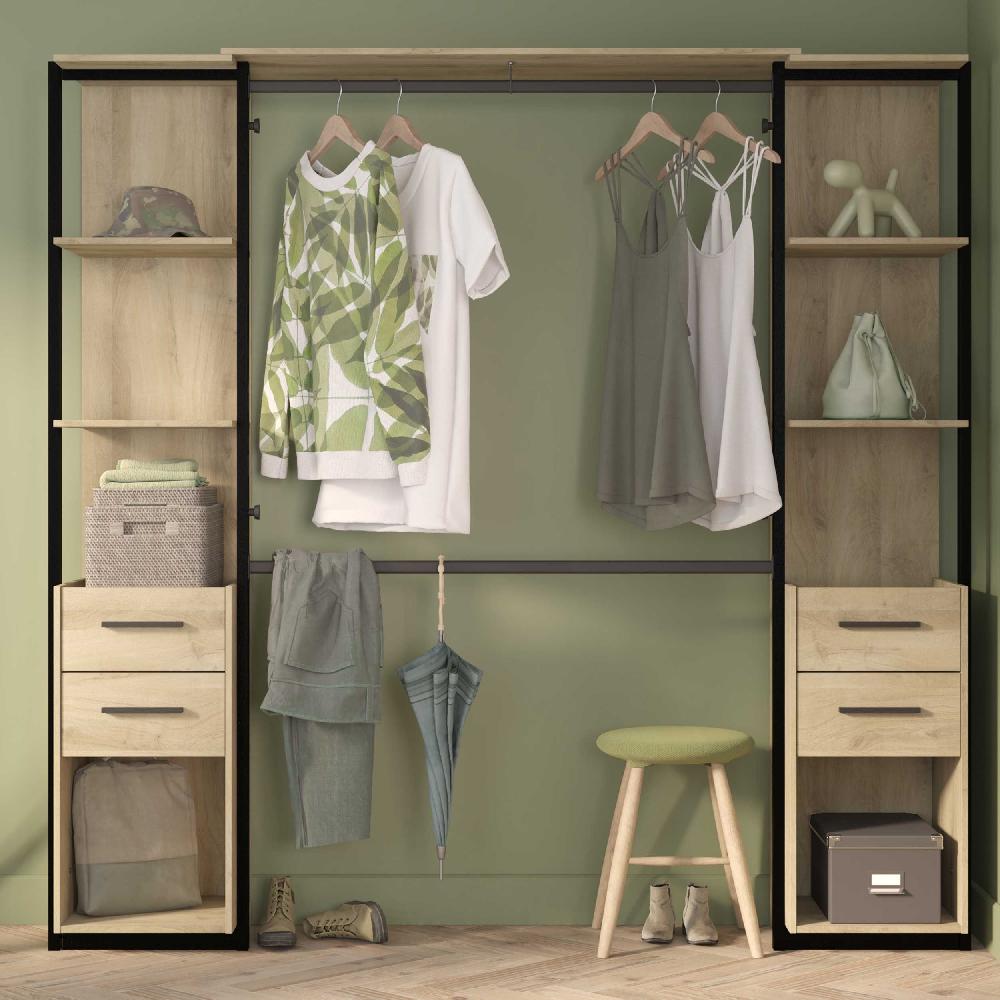 emob Open kledingkast Mono - 210x42x204cm - eikdecor/zwart