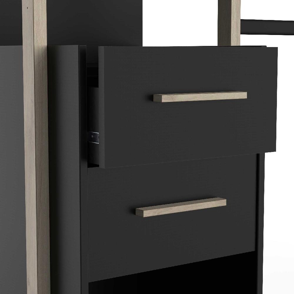 Emob Open Kledingkast Mono - 210x42x204cm - Zwart/eikdecor
