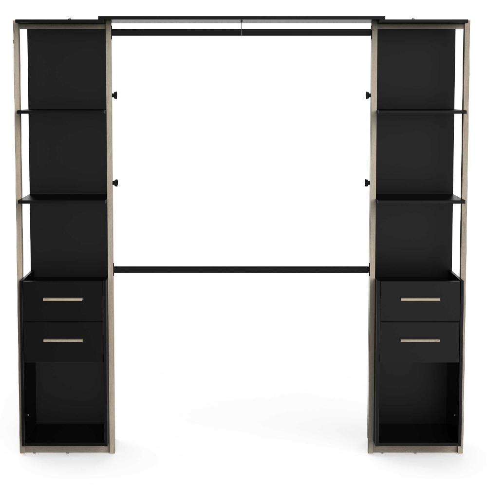 Emob Open Kledingkast Mono - 210x42x204cm - Zwart/eikdecor