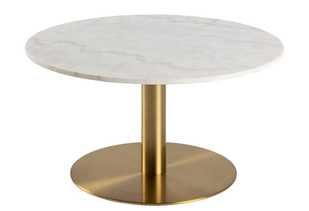 Emob Ronde Salontafel Carlos ø80cm - Wit Marmer/messing
