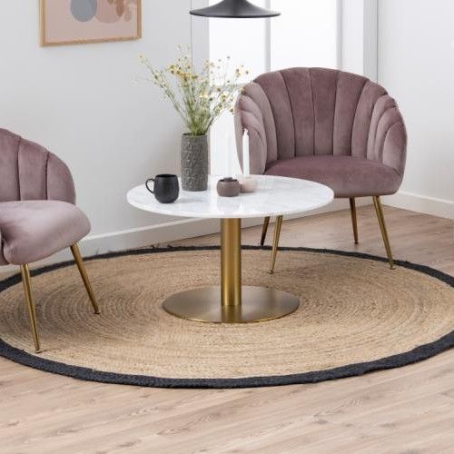 emob Ronde salontafel Carlos ø80cm - wit marmer/messing