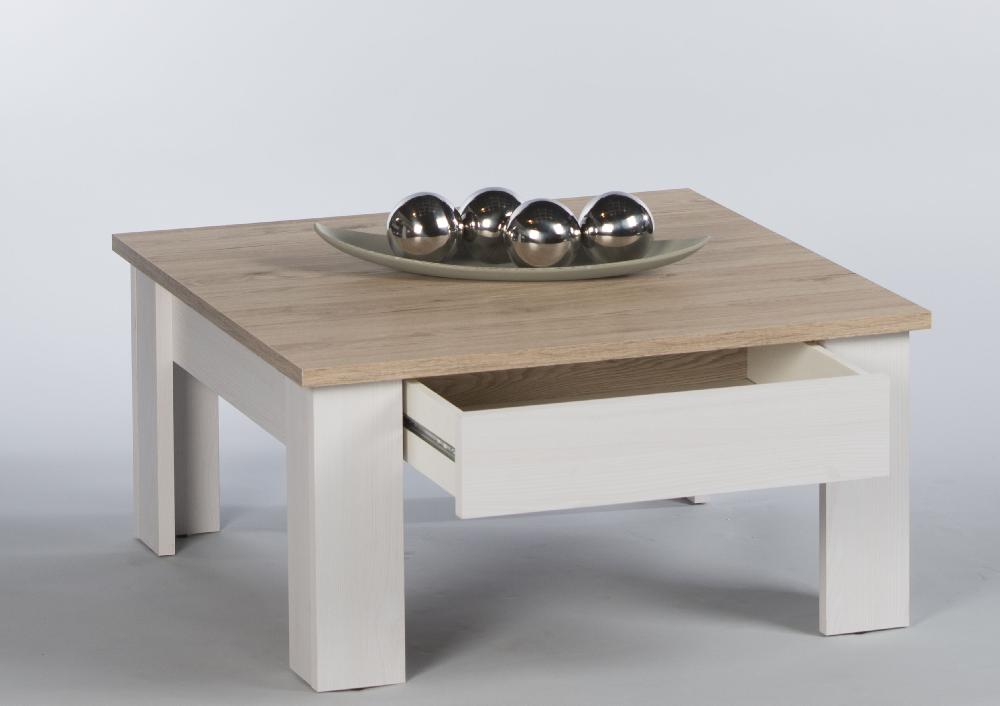 Emob Salontafel Armando 78 X 78cm Met 1 Lade - Eik/wit