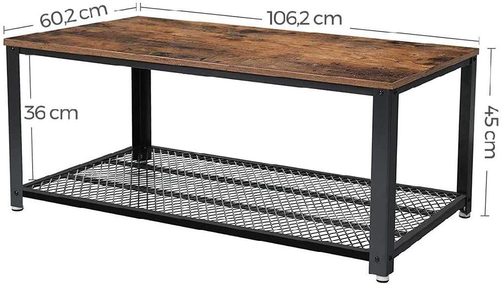 Emob Salontafel Bill 106x60 1 Legplank - Rustiek Bruin/zwart