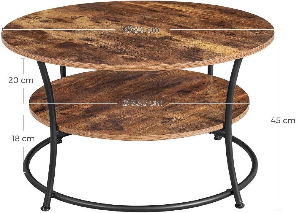 Emob Salontafel Joanne Ø80 1 Legplank - Rustiek Bruin/zwart