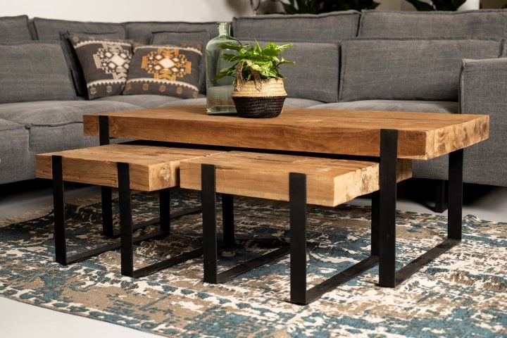 Emob Salontafel Norton 130x60cm - Reclaimed Teak/ijzer