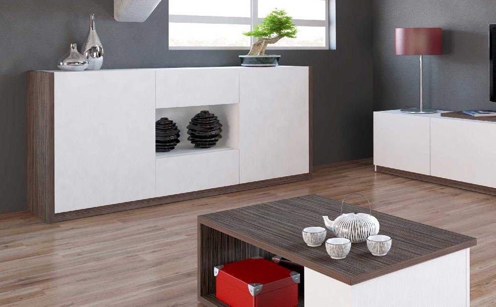 Emob Salontafel Otawa 90x55 Cm Met Uitschuifbaar Tafelblad - Bruin/wit