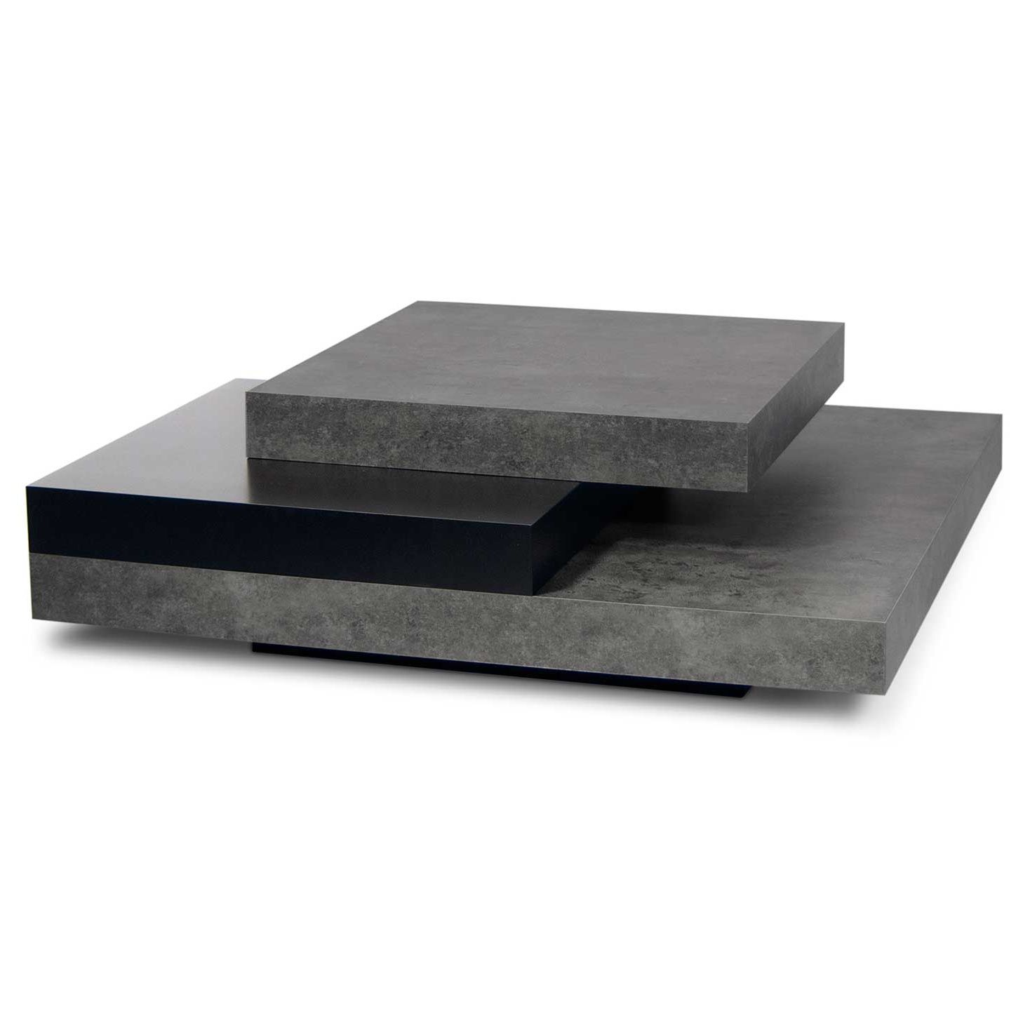 Emob Salontafel Slato 90x90 Met 3 Niveaus - Beton/zwart