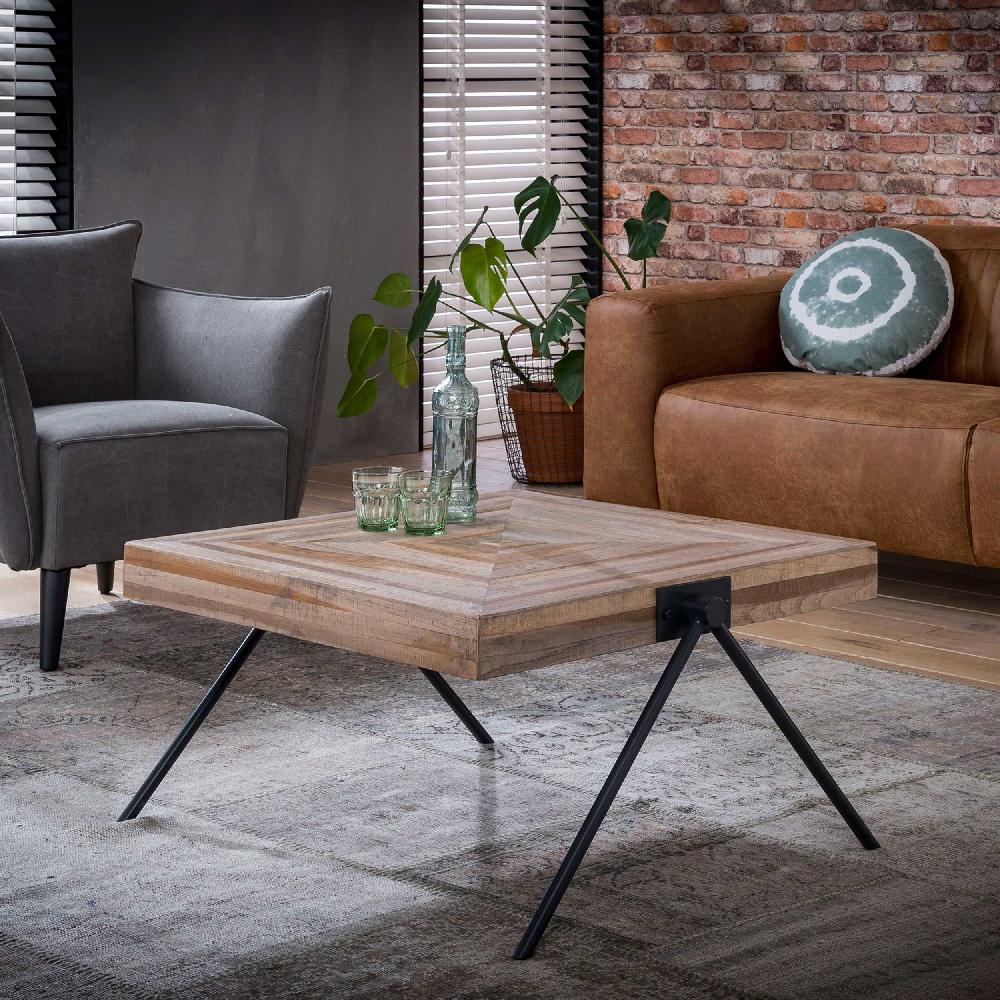 emob Salontafel Teca balans vierkant 80x80 industrieel - teak