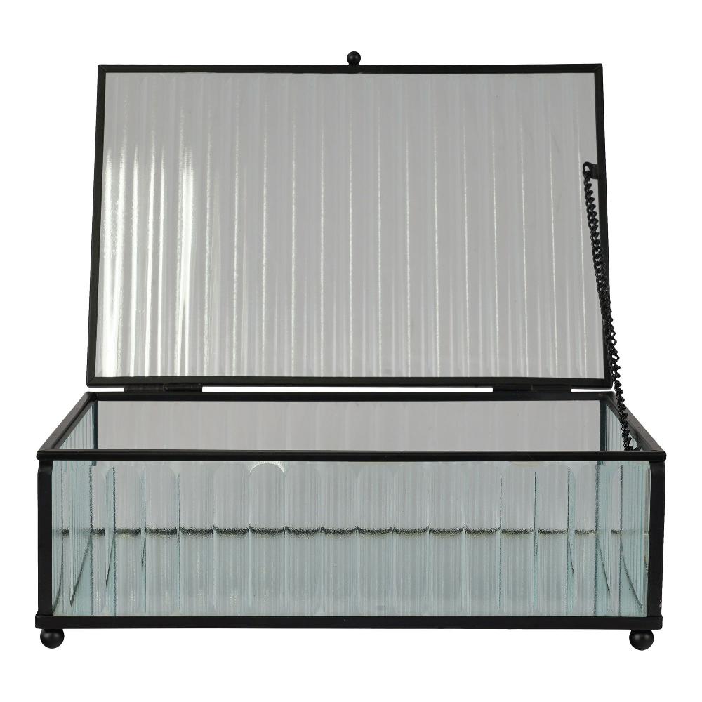 Emob Santorini Opbergdoos - 20x13x7 Cm - Glas En Metaal