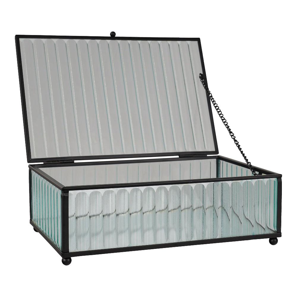 emob Santorini opbergdoos - 20x13x7 cm - glas en metaal