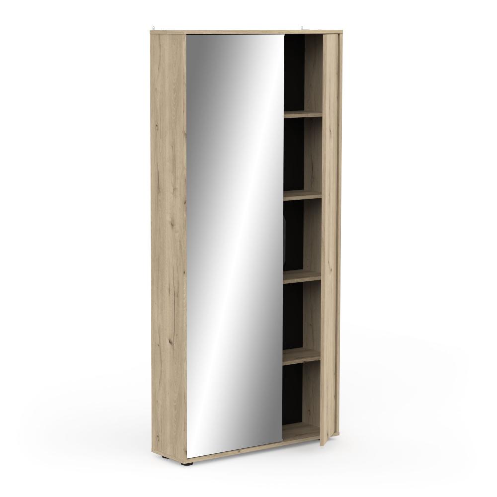 Emob Schoenenkast Ebony 83x24x178cm - Met Spiegel - Eikdecor