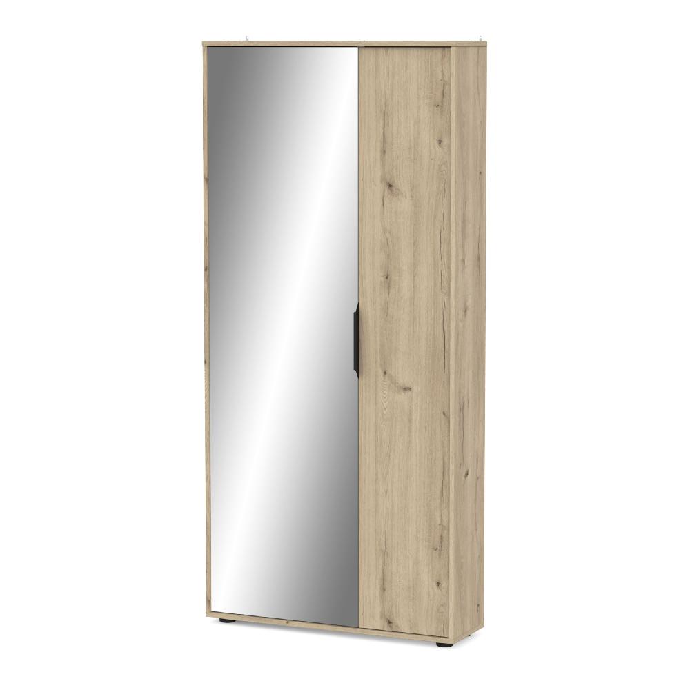 Emob Schoenenkast Ebony 83x24x178cm - Met Spiegel - Eikdecor