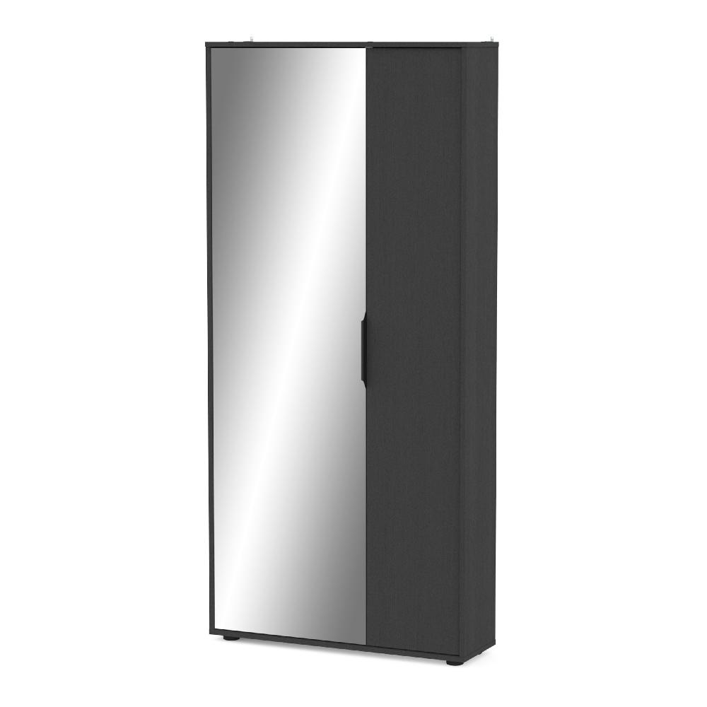 Emob Schoenenkast Ebony 83x24x178cm - Met Spiegel - Zwart