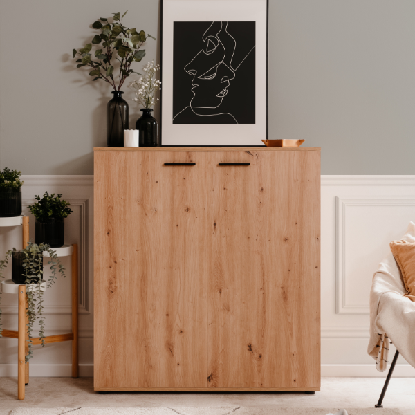 Emob Schoenenkast Satine - 100x34x110cm - 2 Deuren - Artisan Eikdecor