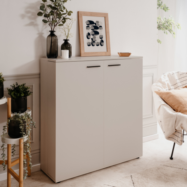 Emob Schoenenkast Satine - 100x34x110cm - 2 Deuren - Beige