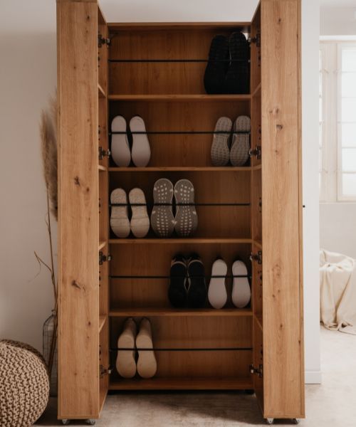 Emob Schoenenkast Satine - 74x34x181cm - 2 Deuren - Artisan Eikdecor