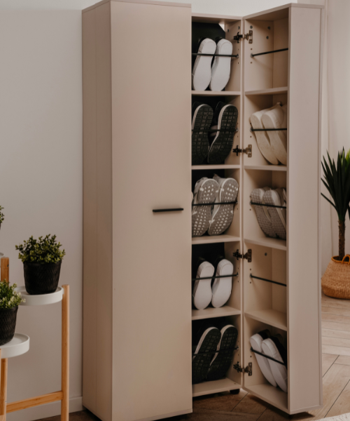 Emob Schoenenkast Satine - 74x34x181cm - 2 Deuren - Beige