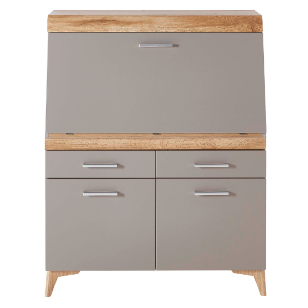 Emob Secretaire Vanya Met 3 Deuren & 2 Lades - Grijs/eik