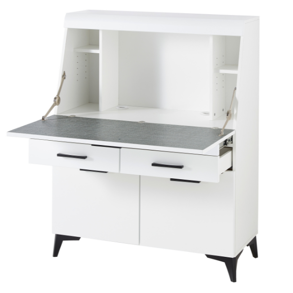 Emob Secretaire Vanya Met 3 Deuren & 2 Lades - Wit/zwart