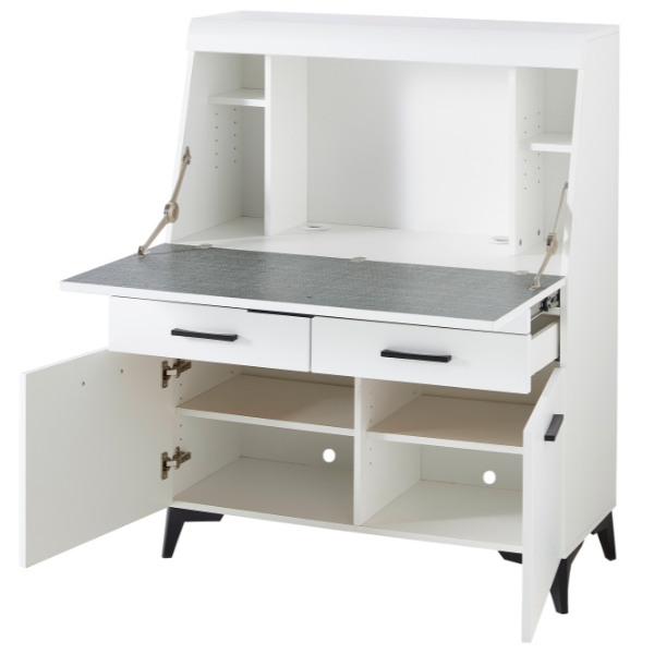 Emob Secretaire Vanya Met 3 Deuren & 2 Lades - Wit/zwart