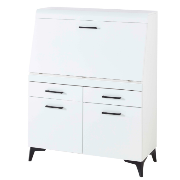 emob Secretaire Vanya met 3 deuren & 2 lades - wit/zwart