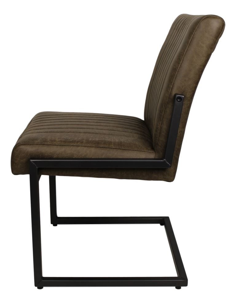 Emob Set Van 2 Eetkamerstoelen Texas Yachtleder/metaal – Kaki