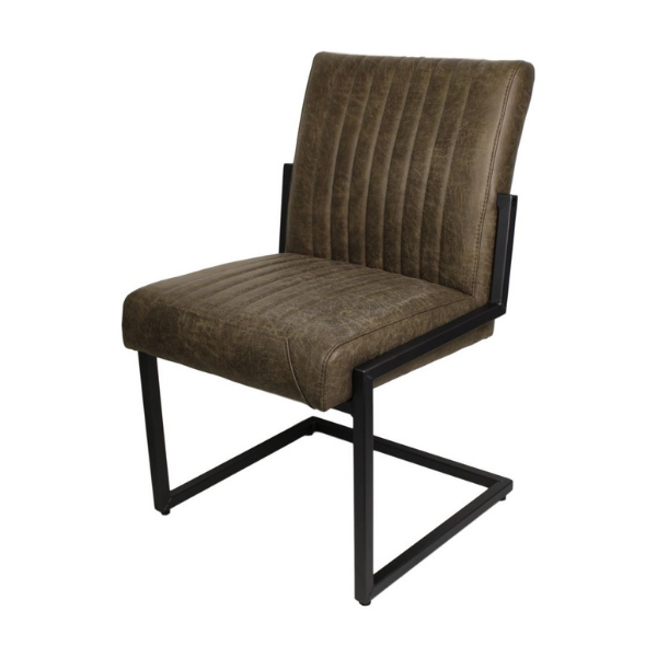 emob Set van 2 eetkamerstoelen Texas Yachtleder/metaal – kaki