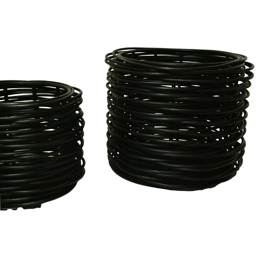 Emob Set Van 2 Opbergmanden - Ø36x30/Ø50x40 - Rotan - Zwart