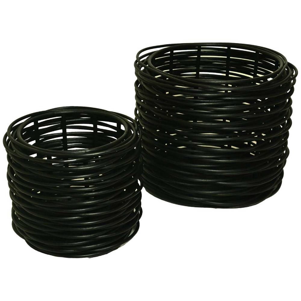 Emob Set Van 2 Opbergmanden - Ø36x30/Ø50x40 - Rotan - Zwart