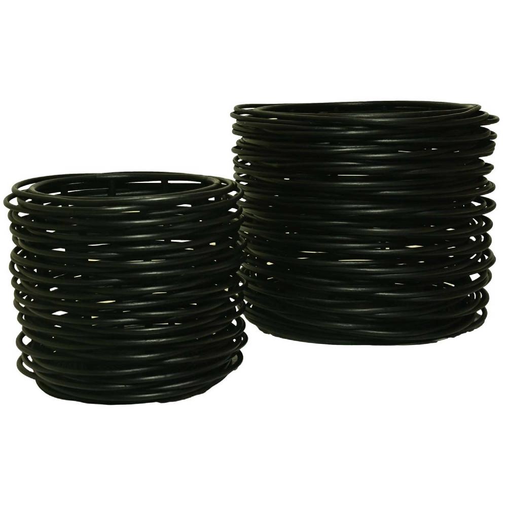 emob Set van 2 opbergmanden - Ø36x30/Ø50x40 - rotan - zwart