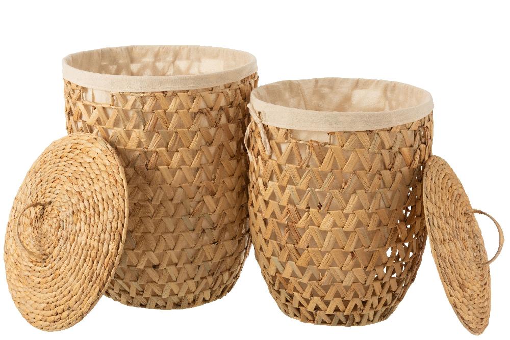 Emob Set Van 2 Wasmanden + Deksel Waterhyacinth Naturel