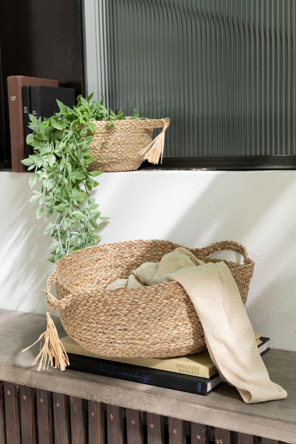 Emob Set Van 3 Mand Rond Met Handvat+ Kwast Gras Naturel