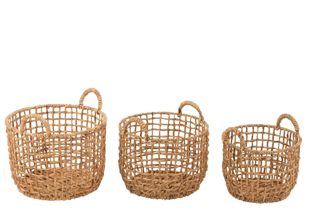 Emob Set Van 3 Manden Rond Open Waterhyacint Naturel