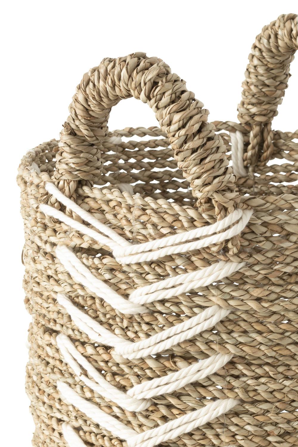 Emob Set Van Twee Manden Chevron Raffia Wit/naturel