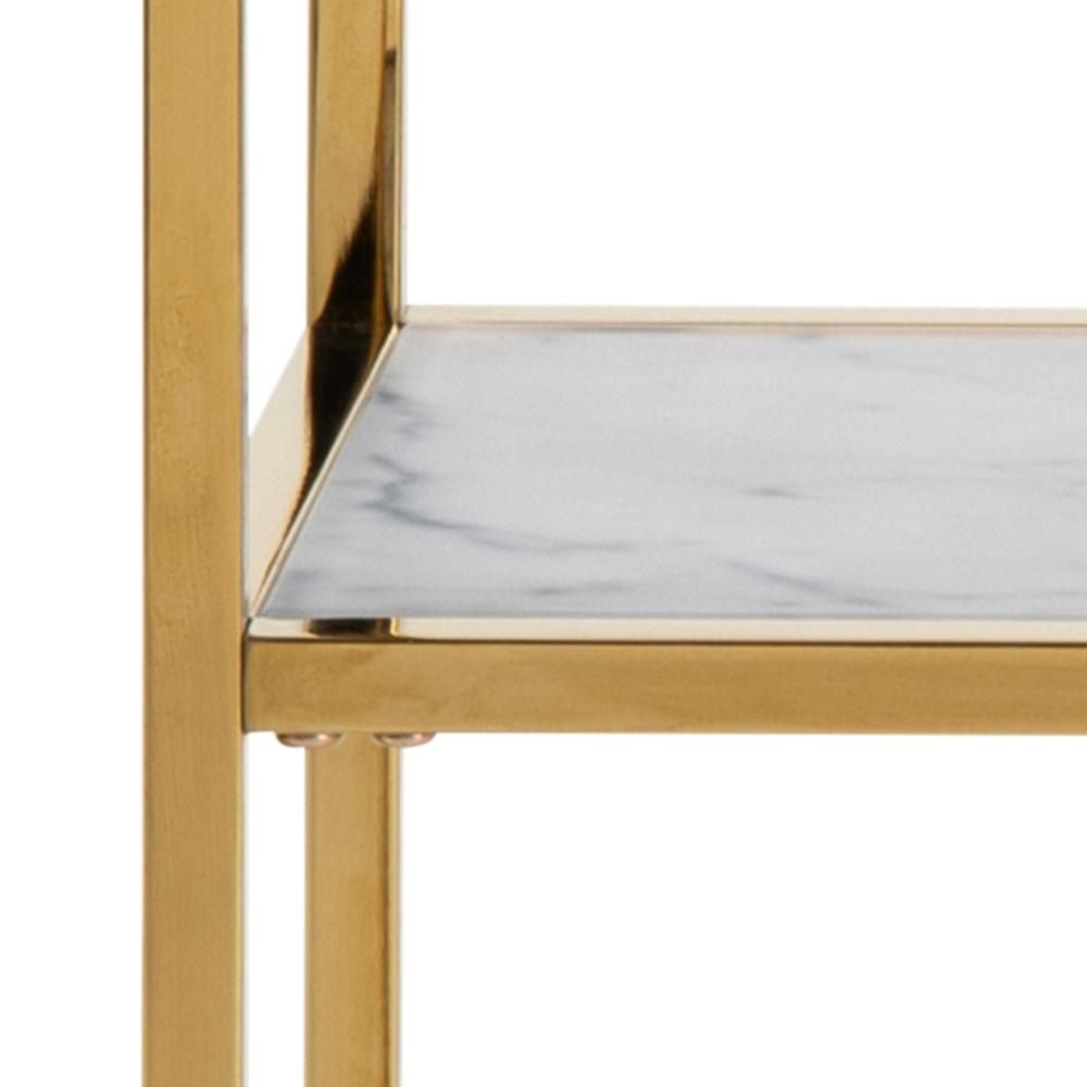 Emob Sidetable Anika 80x26cm 1 Legplank - Wit Marmer/ Goud