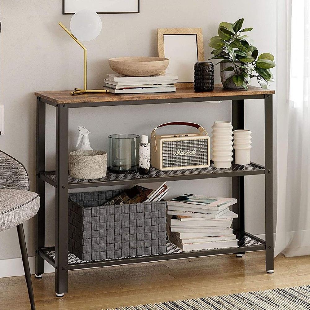 emob Sidetable Bill 2 legplanken - rustiek bruin/zwart