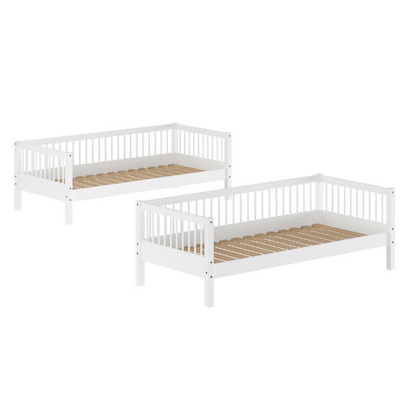 Emob Stapelbed Forrest 90x200cm Met Bedlade En Bedhekje - Wit Beukenhout