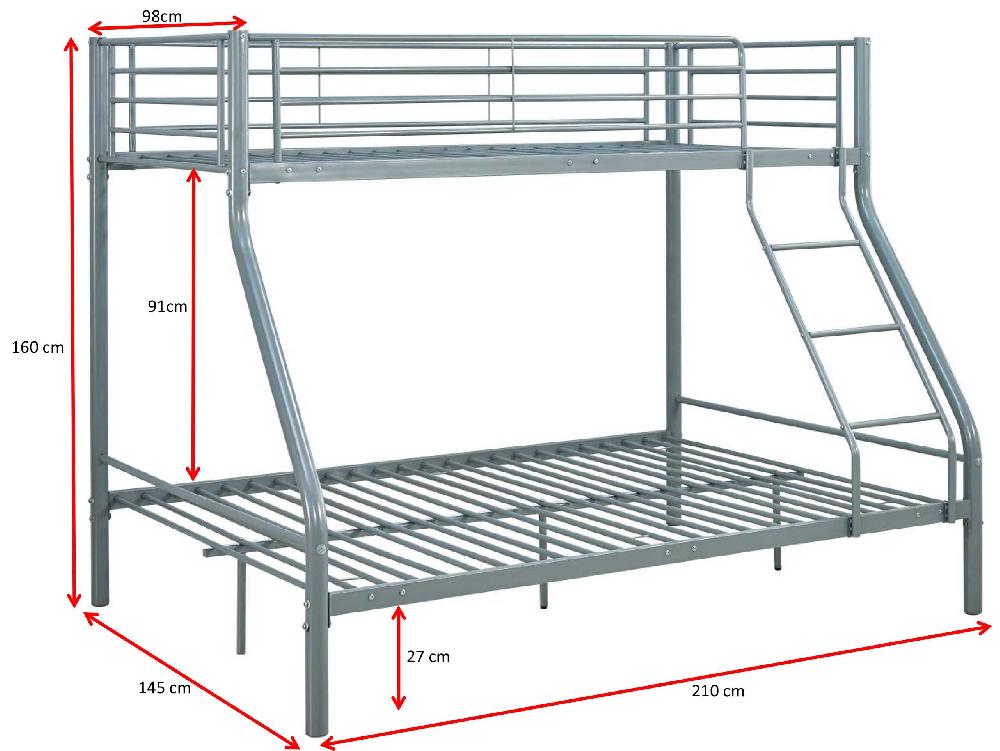 Emob Stapelbed Trixie 90x200 & 140x200 - Metaal - Mat Grijs