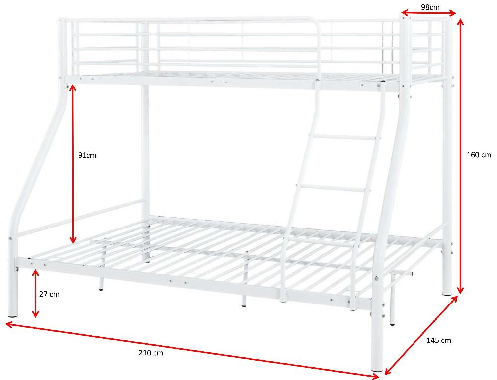 Emob Stapelbed Trixie 90x200 & 140x200 - Metaal - Mat Wit