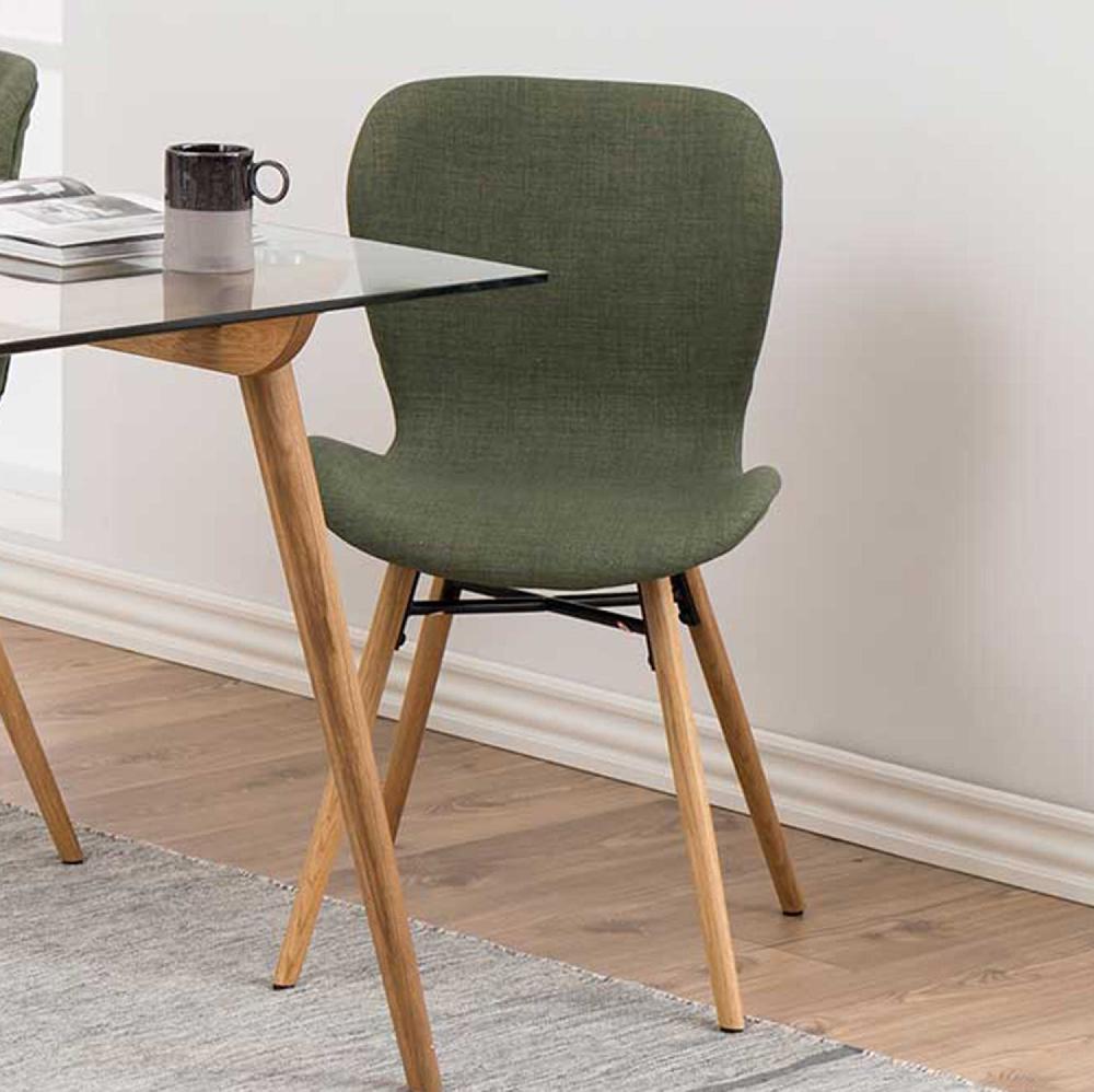 emob Stoffen stoel Tilda met schuine poten - groen/eik
