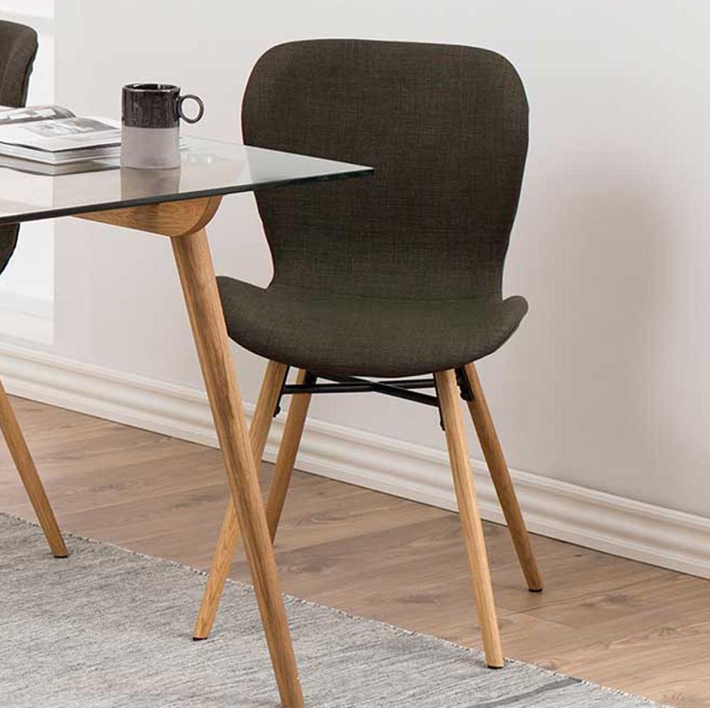 emob Stoffen stoel Tilda met schuine poten - kaki/eik