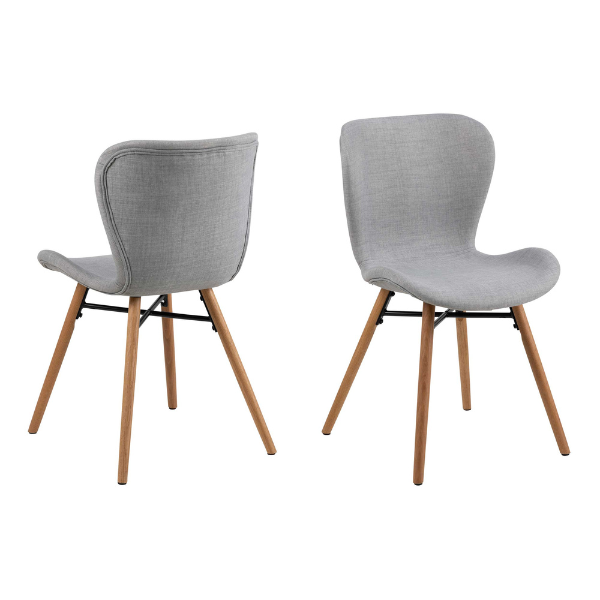 emob Stoffen stoel Tilda met schuine poten - lichtgrijs/eik