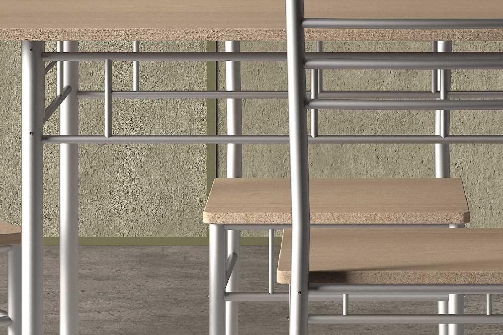 Emob Tafelset Amelia Met 4 Stoelen - Metaal/spaanplaat