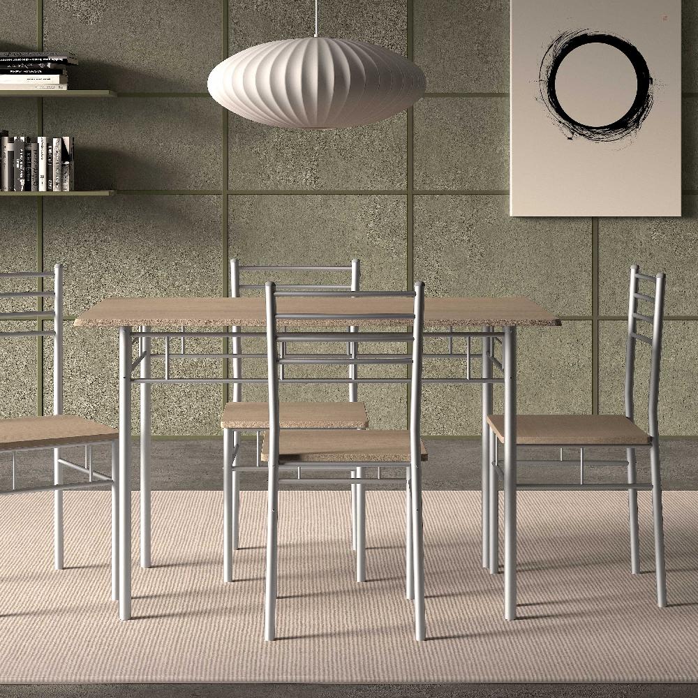 emob Tafelset Amelia met 4 stoelen - metaal/spaanplaat