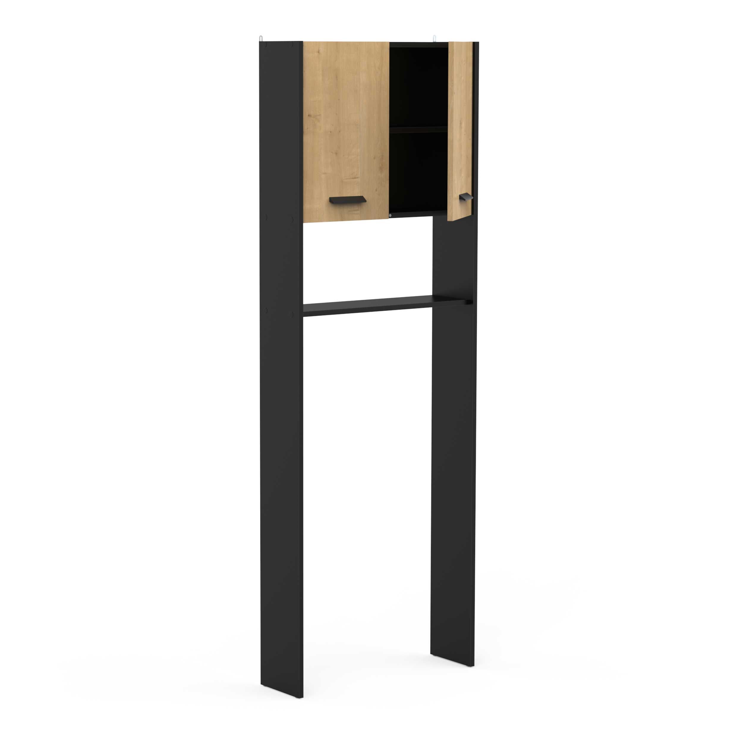 Emob Toiletmeubel Marlin - 64x19x185cm - 2 Deuren - Eikdecor/zwart