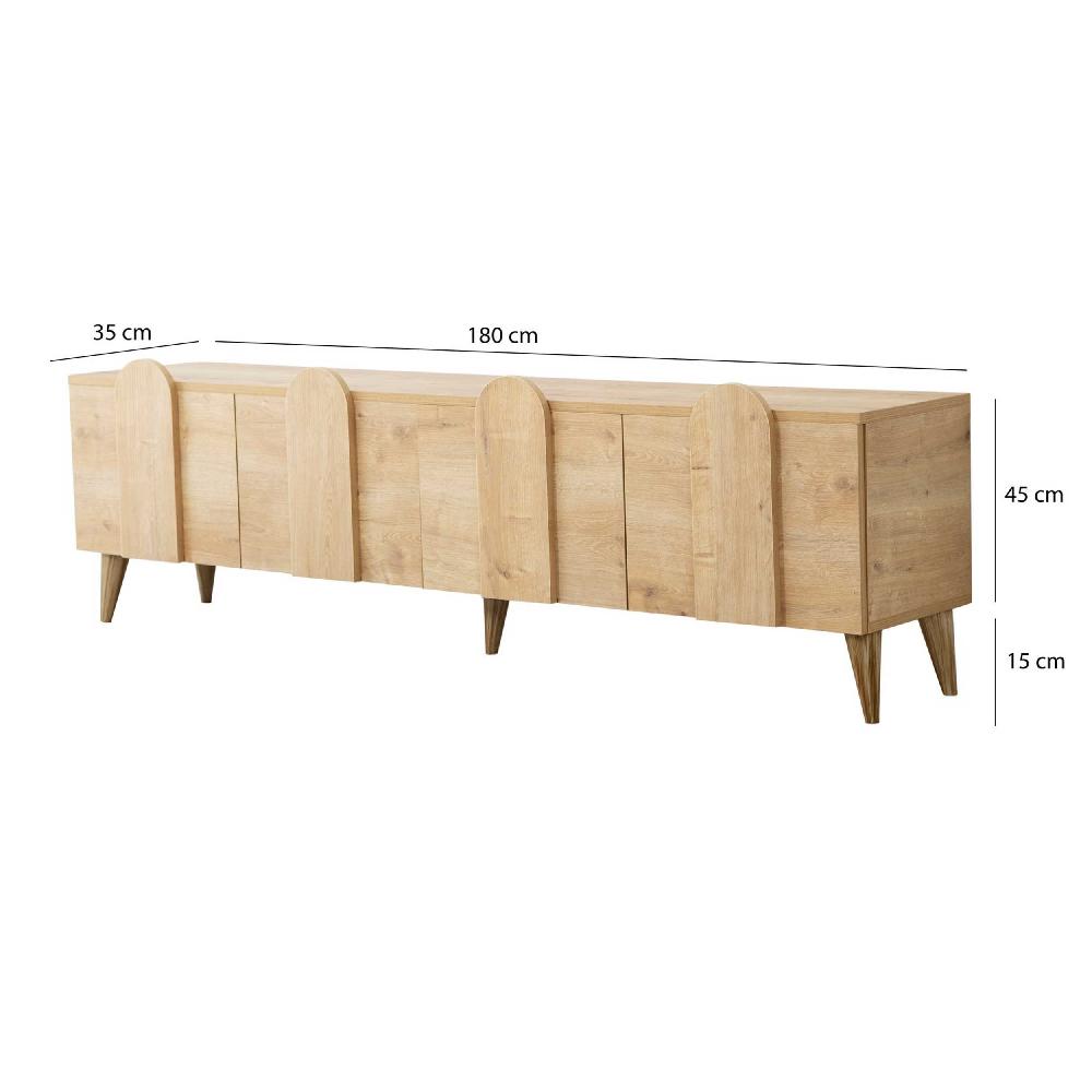 Emob Tv-meubel Woody Fashion - 180x35x50cm - 4 Deuren - Eikdecor