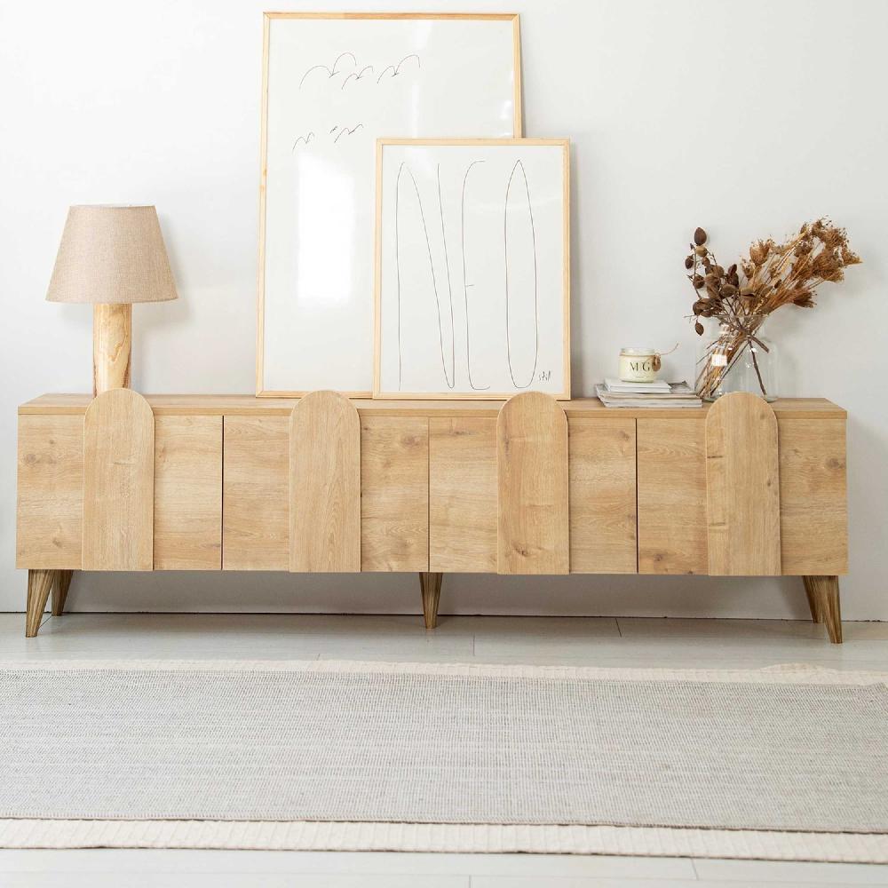 emob Tv-meubel Woody Fashion - 180x35x50cm - 4 deuren - eikdecor