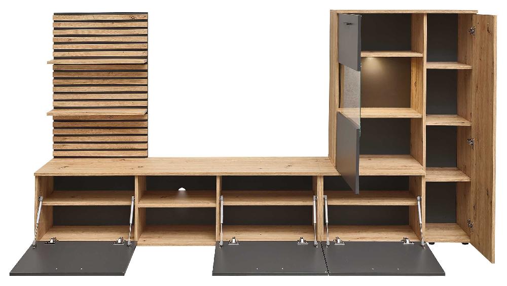 Emob TV-wandmeubel Heath - Met Opbergruimte - Antraciet/eikdecor