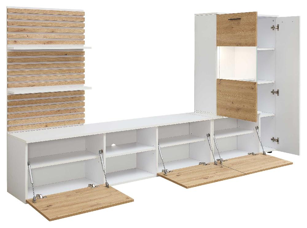 Emob TV-wandmeubel Heath - Met Opbergruimte - Eikdecor/wit